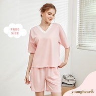 Young Hearts Young Curves French Terry Casualwear Pink Sleep Set C01-S01246