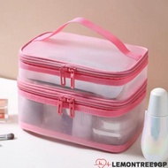 LEMONTREE9GP Makeup Organizer Bag, Storage Transparent Mesh Travel Cosmetic Bag, Portable Large Capa