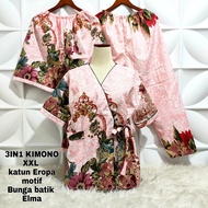 piyama wanita dewasa 3in1 kimono motif bunga/karakter jumbo