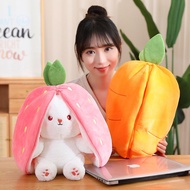 Transformasi kreatif Plush Doll Strawberry arnab Plush Toy Carrot Flip White arnab Doll hadiah kanak