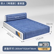 新款充氣床 植絨家用雙人加高充氣床墊可折疊全自動充氣床墊 批發203*152*36星夜藍中高植絨床墊（含自動充氣抽氣內置泵）