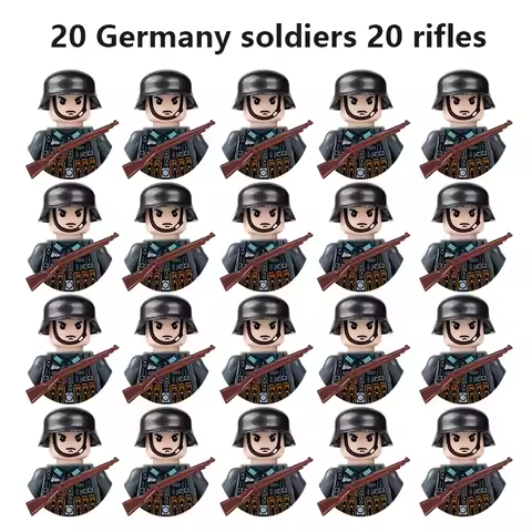 20pcs/lot WW2 Military Soviet US UK China France Soldiers Building Blocks Poland Canada Japan Army F