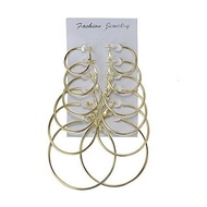 6 Pairs Hip Hop Rock Exaggerated Circle Earrings Big Circle Round Hoop Earrings Large Circle Hoop Ea