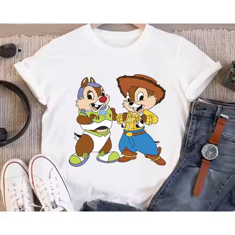 Disney Chip ‘n Dale Costume Woody and Buzz Lightyear Halloween Shirt, Rescue Ranger Double Trouble S