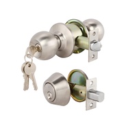 จัดส่งด่วน! ลูกบิดหัวกลม+DEAD BOLT HAFELE 489.93.009 สีสเตนเลส KEYED ENTRY DOOR KNOB+DEADBOLT HAFELE