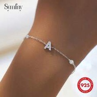 1 925 Silver Minimalist Cubic Zirconia 26-Letter A-Z Bracelet