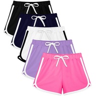 Resinta 5 Packs Girls Cotton Athletic Shorts Active Running Shorts Toddler Summer Shorts Dolphin Dol
