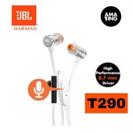 JBL - JBL Tune 290 入耳式耳機 T290 Pure Bass 聲音 一鍵式遙控器/麥克風/免提通話 silver 銀色