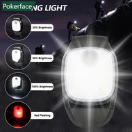 POKERFACE USB Rechargeable Cycling LED Clip Lamp 4 Lighting Modes Running Clip Light Safety Warning 