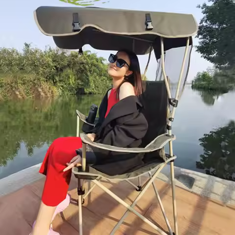 Portable Folding Sun Shade Chair for Fishing, Beach, Camping - Lightweight Director’s Chair with Umb