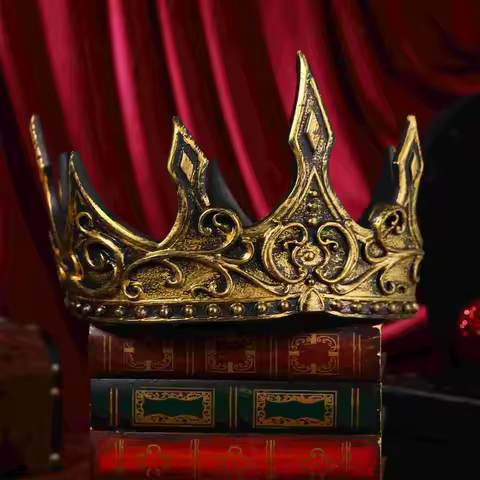 PU Foam 3D Royal King Crown Vintage Medieval Prom King Headband Halloween Costume Cosplay Performanc
