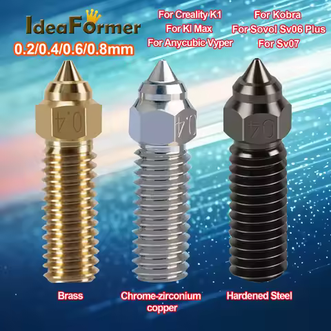 3PCS Volcano Nozzles 0.4 Brass Copper Plated Hardened Steel For Creality K1/K1 Max/ Anycubic Vyper/K