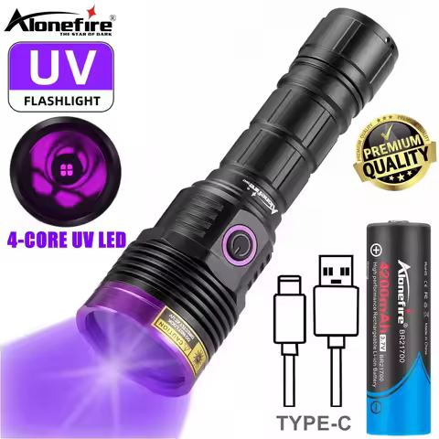 Alonefire High power UV LED Blacklight Flashlight Invisible ink Marker Curing Pets Stain Leakage Ore