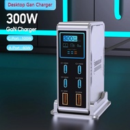 300W Desktop Fast Charging Station PD 100W USB Type C 6 Ports Digital GaN Charger Desktop Wall Charg