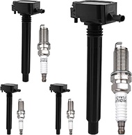 HQPASFY Ignition Coils Pack UF751 & Iridium Spark Plugs Set of 4 Compatible with Jeep Cherokee Reneg