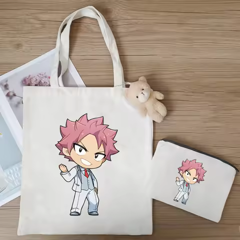 3pcs/set FAIRY TAIL Lyon Vastia Levy McGarden One shoulder canvas bag student shopping bag large cap