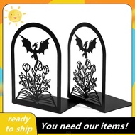 Fantasy Decor Bookend Stoppers, Fourth Wing Dragon& Floral Metal Book-Shaped Shelf Stoppers, Non-Sli