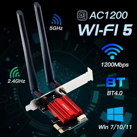 FENVI WIFI 5 AC1200 Wireless Adapter Bluetooth 4.0 Dual Band 2.4G/5GHz PCI-E 802.11AC Network Card L
