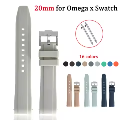 New Curved Rubber Strap for Omega x Swatch Moonswatch Blue Moon Quick Release Waterproof Replace Wat