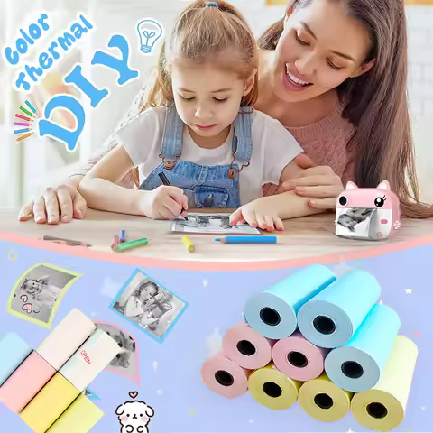 6/9Roll 57*30mm Children's Color Thermal Paper Label Inkless Sticker Paper Colorful Photo For PeriPa