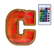 Wooden Letter Piggy Bank for Kids,LED 15inch Bank Kids Money Bank(A-Z) Wood Coin Jar Alphabet Money 