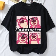 LOTSO strawberry teddy bear tshirt Unisex Adult and Kids baju perempuan wanita cotton Short Sleeve T
