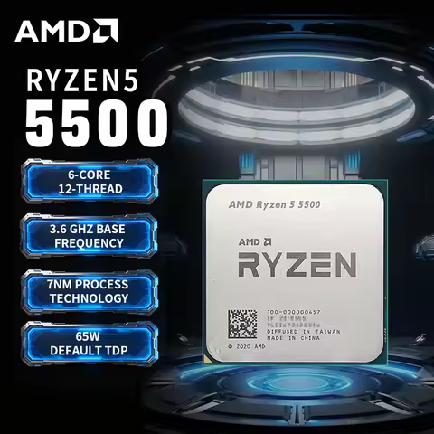AMD Ryzen 5 5500 R5 5500 3.6GHz 6 Core 12 Thread CPU Processor 7NM L3=16M AMD AM4 Gaming processador