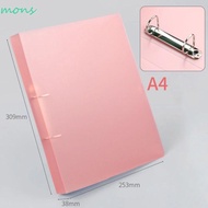 MONS Transparent Folder, D-shaped Plastic Binder File Folder, Office Document 2 Holes Lever Arch Fil