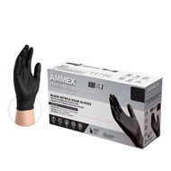 AMMEX PROFESSIONAL Grade Black Nitrile Disposable Gloves (2PCS / 10PCS / 50 PCS) - L SIZE