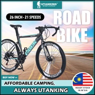 UtanKing™ 26” Inch Racing Bike MTB Road Bike 21 Speed Gear Roadbike Double Disc Brake Basikal Gunung Bicycle Viral Bikes