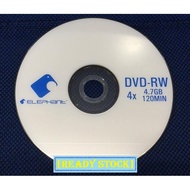 ELEPHANT DVD Re-Writable (DVD-RW) DISC 4X 4.7GB 120MIN 1piece (foc cd sleeve)