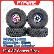 PYFORE 4Pcs 2.2Inch RC Crawerl Tires 12mm Hex Adapter 134 *52mm For 1/8 RC Model Crawerl Car Upgrade