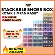 HOT ITEMStackable Storage Box Pp Plastic Shoes Box Ready Stock Shoe BoX 5COLOUR/fodable Rak Kasut plastic