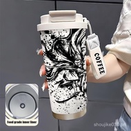 stainless steel water cup dual drink cold and cute portable water cup direct drinking straw 530ml ch