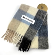 Acne Studios Checked alpaca wool-blend scarf CA0084-DIB000 Color Blue/Beige/Black 1