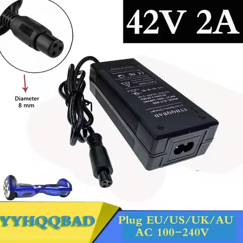 NEW 42V 2A Universal Battery Charger, 100-240VAC Power Supply for Self Balancing Scooter Hoverboard 