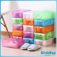 ClickBuy แผ่นกล่องใส่รองเท้าพลาสติกใส กล่องจัดระเบียบ กล่องรองเท้าพับได้ กล่องรองเท้า Colour Transparent Shoe Box มีสินค้าพร้อมส่ง