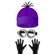 XIUZH 3/4 PCS Minion Phụ kiện trang phục Halloween Bộ tiệc cosplay Mũ len màu vàng Trang trí Phụ nữ 