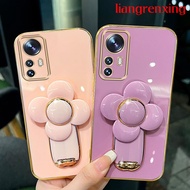 Casing xiaomi 12 lite 5g xiaomi 12t xiaomi 12 pro 5g phone case Softcase Electroplated silicone shockproof Protector Smooth Protective new design with holder fan for girls DDFS01