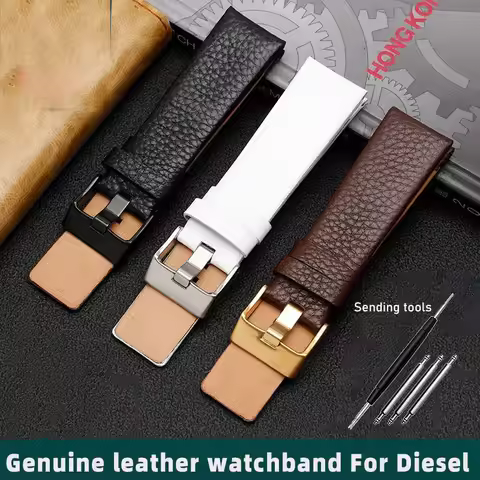 22 24 26 28 30mm Genuine Leather Watchband Watch Belt For Diesel Strap DZ1657 DZ1405 DZ1206 DZ4323 D