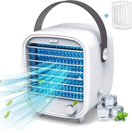 [5096] Portable Air Conditioner Fan Mini Evaporative Cooling Fan,3 in 1 Personal Air Cooler Fan,Build-in Ice Tray,Powered by USB - for Home Office Dorm,White