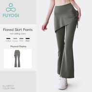 FUYOGI Flared Leg Pants Skirted Wrinkled Women Fashionable Yoga Wear Sports Exercises Fitness