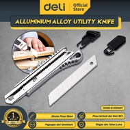 Deli Alluminium Alloy Utility Knife / Cutter Alumunium 18mm Pisau SK2 EDL4255