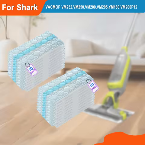 10-Pack Vacuum Cleaner Mop Disposable Replacement Pads, Compatible with Shark Vacmop Vm252, Vm250, V