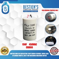MOTOR RUN SH CAPACITOR 15UF CBB60 450VAC, WIRE LEAD CYLINDER WHITE, BEST FOR WASHING MACHINE DRYER