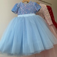 🇲🇾 KL READY STOCK Princess Dress KIds Girl Fancy Wedding Dress Sequins Party Birthday Dress Girl  Dr