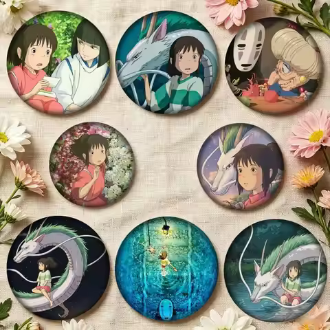 S-Spirited A-Away Movie 25 32 44 58 75mm Badges Personalized Round Brooches Pins Accessory Gift
