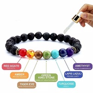 STONE BRACELET 7 CHAKRA STONES HEALING ENERGI LAVA UNISEX