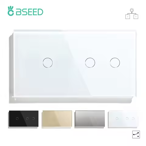 Bseed 1Gang 2Gang Touch Sensor Switch 2Way Light Switch White Black Golden Crystal Class Panel Switc