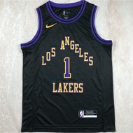 2024 new NBA men’s Los Angeles Lakers #1 D'Angelo Russell hot  heat press pressing basketball jersey